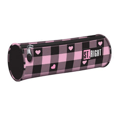 Penar neechipat St.Majewski St.Right Pink Checkered, 1 fermoar, negru cu roz, cilindric