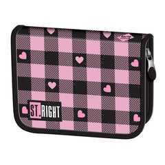 Penar neechipat St.Majewski St.Right Pink Checkered, 1 fermoar, 2 extensii, negru cu roz