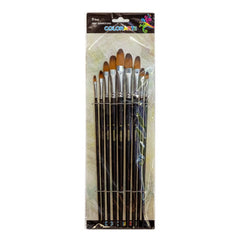 Pensula Colorarte DB19004, varf semirotund, set 9 bucati