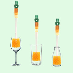 Perie 5 in 1 de Curatat Pahare, Cani, Sticle, Kadeny, cu Maner Lung, Accesorii pentru Spalarea Paielor si Capacelor, Usor de Agatat, 36x7x7cm, Portocaliu-Alb