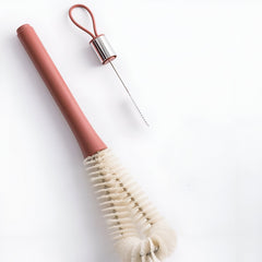 Perie de Curatat Pahare, Sticle, Biberoane, Kadeny, cu Maner Lung, Uz Casnic, Silicon, Ergonomic, 3.9x5.4x38.5cm, Rosu