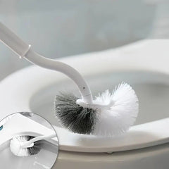 Perie de Toaleta, Kadeny, Maner Curbat, cu Suport, 40 x 12 cm, Peri Flexibili, Alb