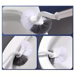 Perie de Toaleta, Kadeny, Maner Curbat, cu Suport, 40 x 12 cm, Peri Flexibili, Alb