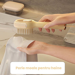 Perie pentru Curatare Incaltaminte cu Recipient pentru Detergent, Kaveny, Perie Multifunctionala pentru Incaltaminte si Lenjerie, cu Peri Moi, Fara Deteriorare, 22x6x4 cm, Galben