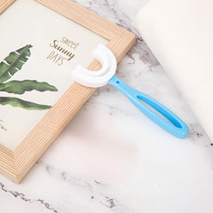 Periuta de Dinti in Forma de U, Kadeny, pentru Copii 6-12 ani, Peri Moi, 12 cm, Model Inima, Culoare Albastru