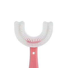 Periuta de Dinti in Forma de U, Kadeny, pentru Copii 6-12 ani, Peri Moi, 12 cm, Model Inima, Culoare Roz