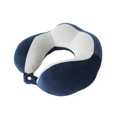 Perna de Voiaj Kaveny, Pentru Gat, din Bumbac, 4 Cocoase Pentru Confort, Accesoriu de Voiaj, Birou, Masina, Sistem Prindere Capse, Albastru
