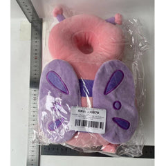 Perna tip Rucsac pentru Protectia Capului, Kaveny, Tetiera tip Fluturas de Plus, pentru Bebelusi, 33x6x19 cm, Roz