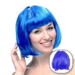 Peruca Cosplay, Kaveny, Tunsoare Bob cu Breton, pentru Carnaval, Halloween, Petreceri Tematice, din PET, Marime Universala, Albastru