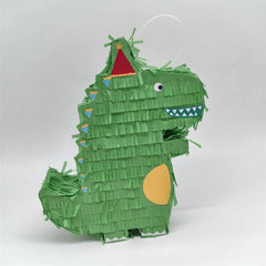 Pinata Dinozaur pentru Petrecere, Kaveny, Detalii Argintii, din Hartie si Carton, Pinata pentru Copii, 25 x 7 x 27 cm, Verde