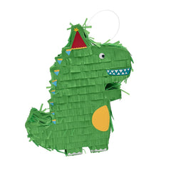 Pinata Dinozaur pentru Petrecere, Kaveny, Detalii Argintii, din Hartie si Carton, Pinata pentru Copii, 25 x 7 x 27 cm, Verde