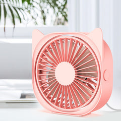 Mini ventilator pentru birou cu usb, Kaveny, rotire 360 grade, 3 viteze, 13.5 x 12,8 cm, Roz