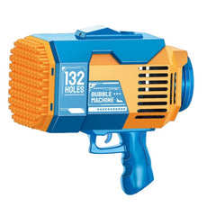 Pistol pentru Baloane de Sapun, Kaveny, 132 de Gauri, Lumini Colorate, Tavita, Lichid, Baterie de Li, Cablu de Incarcare, 25cm x 13cm x 26cm, Albastru