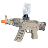 Mitraliera de jucarie electrica Kaveny cu bile de hidrogen de gel, gun bluster, tragere in rafala, varsta peste 6 ani, ochelari de protectie, 5000 de bile incluse, cablu de incarcare, 28x31 cm, AK47, crem