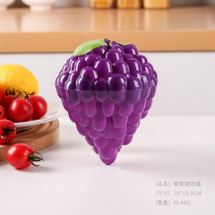 Cutie de depozitare si pastrare a alimentelor, Plastic, Kadeny, Model Strugure, 10x10x13.5 cm, Mov