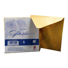 Plic color pentru invitatie Colorarte Perla, auriu perlat, 120g/mp, 145x145mm, set 25 buc