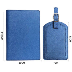 Portofel pentru Pasaport si Carduri, Kaveny, 23x16 cm, 70g, din Piele PU, Suport Pix, Accesoriu Suport Eticheta, Unisex, Multifunctional, Albastru