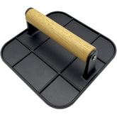 Presa Manuala pentru Carne, Kadeny, din Aliaj de Aluminiu, Maner din Lemn, Presa pentru Burgeri, Usor de Curatat si Folosit, Patrata, 16x16x6 cm, Neagra