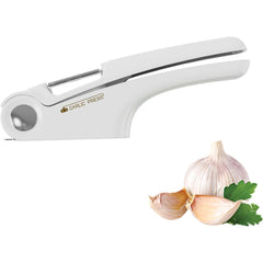 Presa Multifunctionala pentru Usturoi 4in1, Kadeny, Presa, Feliator, Desfacator de Borcane, Curatator Fructe/Legume, 22 x 8.8 cm, Alb