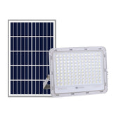 Proiector LED cu Panou Solar Kaveny, Senzor de lumina Waterproof, 100W, 23x18 cm, suport U inclus, panou afisaj nivel baterie, telecomanda, 220V, Design Modern, Alb