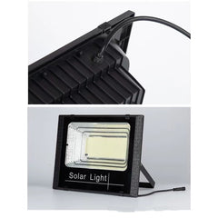 Proiector LED SMD 300W cu incarcare solara Kaveny, panou solar, cu telecomanda, suport prindere, material ABS, 15AH, 400 LED-uri, temperatura culoare 6500k, 32x26x9 cm, negru