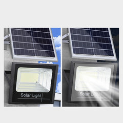 Proiector LED SMD 800W cu incarcare solara Kaveny, panou solar, cu telecomanda, suport prindere, material ABS, 20AH, 966 LED-uri, temperatura culoare 6500k, 32x26x9 cm, negru