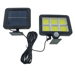 Lampa Solara LED 120 COB, Kaveny, 6 Grile, Senzor de Lumina si Miscare, Lungime Cablu 4.8 m, Lumina Alba