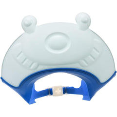 Viziera de Protectie Baie Pentru Copii, Fippy, Model Broasca, Dimensiune ajustabila, Durabil, Usor de curatat, Impotriva Samponului, pentru Ochi si Urechi, TPE+PP, 24x23 cm, Albastru