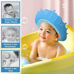 Viziera de Protectie Baie Pentru Copii, Fippy, Model Coronita, Dimensiune ajustabila, Durabil, Usor de curatat, Impotriva Samponului, pentru Ochi si Urechi, TPE+PP, 24x22 cm, Albastru