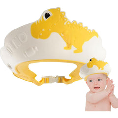 Viziera de Protectie Baie Pentru Copii, Fippy, Model Dinozaur, Dimensiune ajustabila, Durabil, Usor de curatat, Impotriva Samponului, pentru Ochi si Urechi, TPE+PP, 22x21 cm, Galben