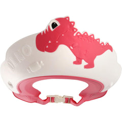 Viziera de Protectie Baie Pentru Copii, Fippy, Model Dinozaur, Dimensiune ajustabila, Durabil, Usor de curatat, Impotriva Samponului, pentru Ochi si Urechi, TPE+PP, 22x21 cm, Rosu