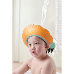 Viziera de Protectie Baie Pentru Copii, Fippy, Model Coronita Leu, Dimensiune ajustabila, Durabil, Usor de curatat, Impotriva Samponului, pentru Ochi si Urechi, TPE+PP, 21x20.5 cm, Portocaliu
