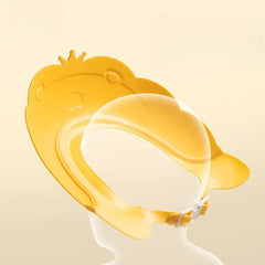 Viziera de Protectie Baie Pentru Copii, Fippy, Model Coronita Leu, Dimensiune ajustabila, Durabil, Usor de curatat, Impotriva Samponului, pentru Ochi si Urechi, TPE+PP, 21x20.5 cm, Galben