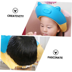 Viziera de Protectie Baie Pentru Copii, Fippy, Model Purcelus, Dimensiune ajustabila, Durabil, Usor de curatat, Impotriva Samponului, pentru Ochi si Urechi, TPE+PP, 23x23 cm, Albastru