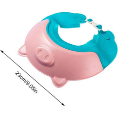 Viziera de Protectie Baie Pentru Copii, Fippy, Model Purcelus, Dimensiune ajustabila, Durabil, Usor de curatat, Impotriva Samponului, pentru Ochi si Urechi, TPE+PP, 23x23 cm, Roz
