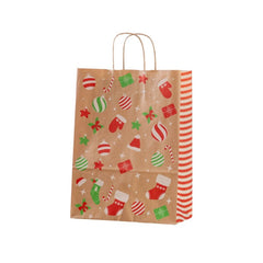 Punga cadou Craciun Colorarte 27671, B4, 26x35x12cm, 90g/mp, kraft, manere din hartie rasucita, motive Craciun globulete