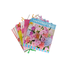 Punga cadou, 16x18x8cm, manere din sfoara, diverse imagini cu flori