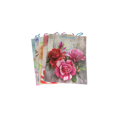 Punga cadou, 26x32x9.5cm, manere din sfoara, diverse imagini cu flori