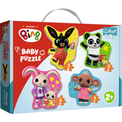 Puzzle carton 4in1 3-6 piese Trefl Baby - Bing - set 4x personaje, 26085, 2+ ani