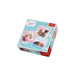 Puzzle carton 3in1 20-50 piese Trefl Sweet & Lovely Kitty, 34809, 3+ ani