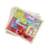 Puzzle din Lemn Kaveny, Tip Tetris, +4 Ani, cu Animale Colorate 3D, 7 Piese, Multicolor