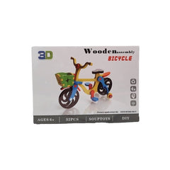 Puzzle lemn 3D - Bicicleta pentru copii colorata, 32 piese, 6+ ani, Colorarte