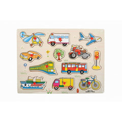 Puzzle lemn educativ - Vehicule diverse, 12 piese, 3+ ani, Colorarte, XX007