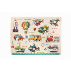 Puzzle lemn educativ - Invata vehicule, 11 piese, 3+ ani, Colorarte, A-3021