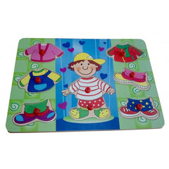 Puzzle lemn educativ - Imbraca baiatul, 8 piese, 3+ ani, Colorarte, 2KB-022/ DX584