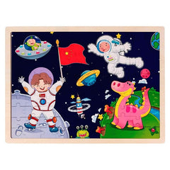 Puzzle lemn - Astronauti, 100 piese, CNX