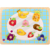 Puzzle Montessori din Lemn pentru Copii, Kaveny, 3D, 0-3 Ani, Model Fructe, Educativ, Intuitiv, Creativ, 9 Piese, 30x22.5x0.8 cm, Multicolor