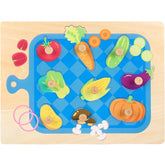 Puzzle Montessori din Lemn pentru Copii, Kaveny, 3D, 0-3 Ani, Model Legume, Educativ, Intuitiv, Creativ, 9 Piese, 30x22.5x0.8 cm, Multicolor