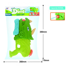 Pistol cu Apa pentru Copii, Rezervor, Pentru Piscina/Plaja, Kaveny, 6ani+, Triceratops, 3 duze, Verde, 640ML