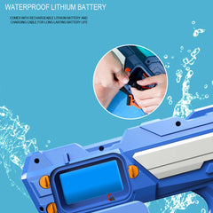 Pistol cu Apa pentru Copii, Rezervor 600ml, Kaveny, 14ani+, cu baterie 1200mAh, Electric Burst, Albastru/Alb, 1000ML